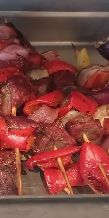 Grilled kebabs with grilled vegetables